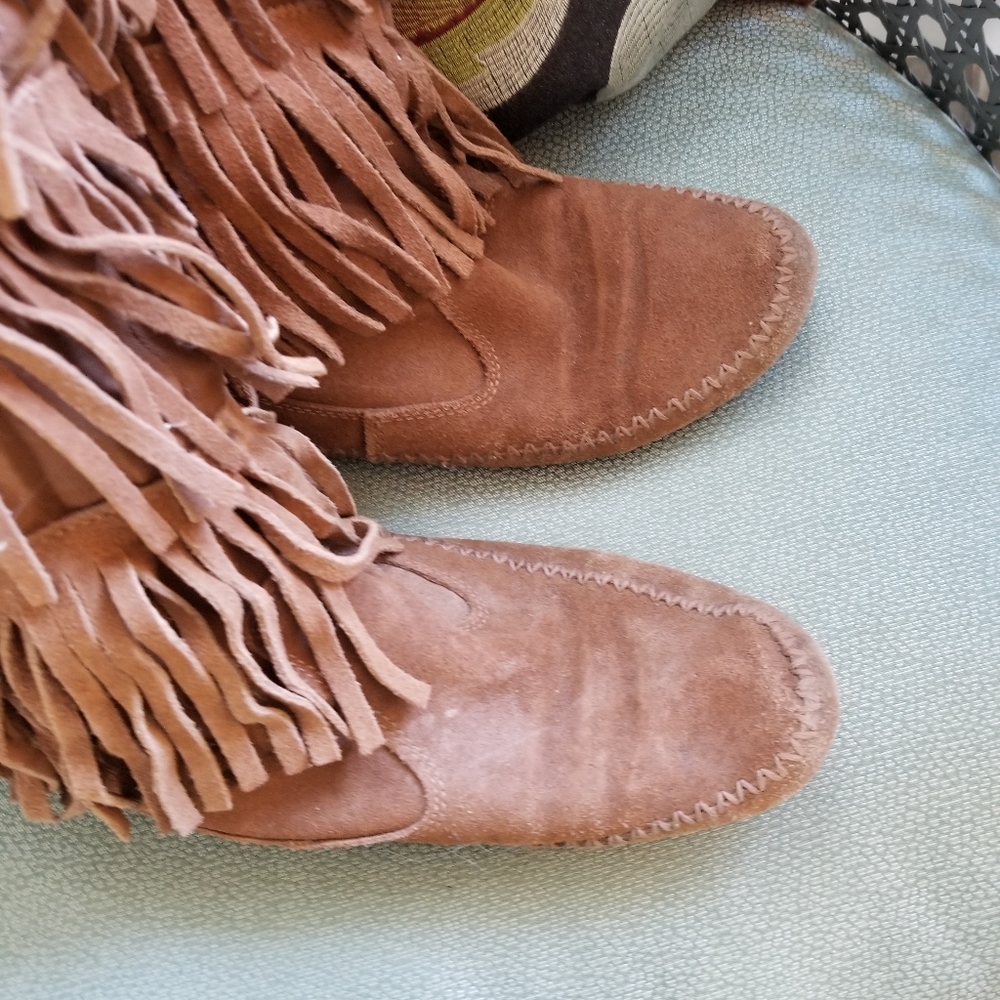 12" Tall Cool Fringe Moccasins by LC Lairen Conrad Sz 8.5 - Picture 4 of 7